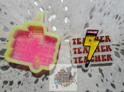 Teacher Pencil Bolt Silicone Freshie Mold