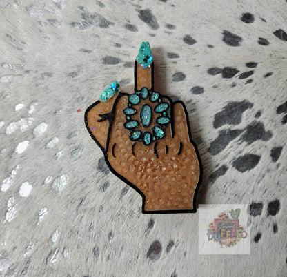 Turquoise Middle Finger Silicone Freshie Mold