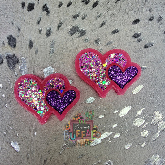 Double Heart Double Vents Silicone Freshie Mold