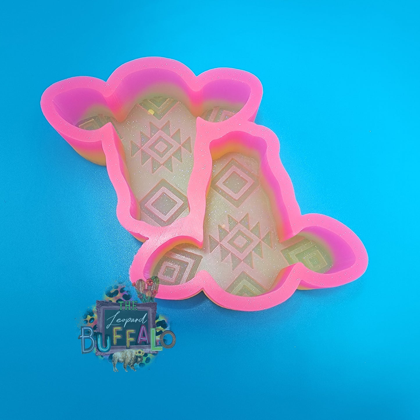 Aztec Cow Double Vent Clip Silicone Freshie Mold