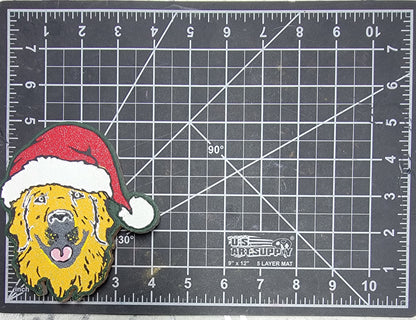 Golden Retriever with a Santa hat Silicone Freshie Mold