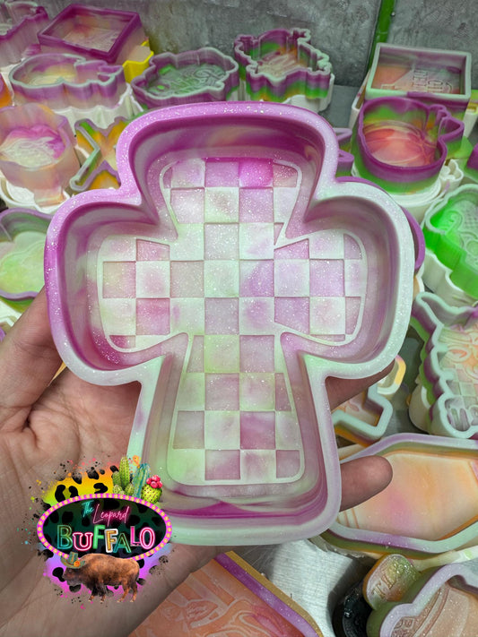 Checkered Cross Silicone Freshie Mold