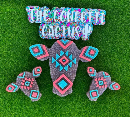 Aztec Cow Double Vent Clip Silicone Freshie Mold