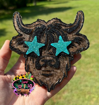 Highland cow with star eyes Silicone Freshie Mold