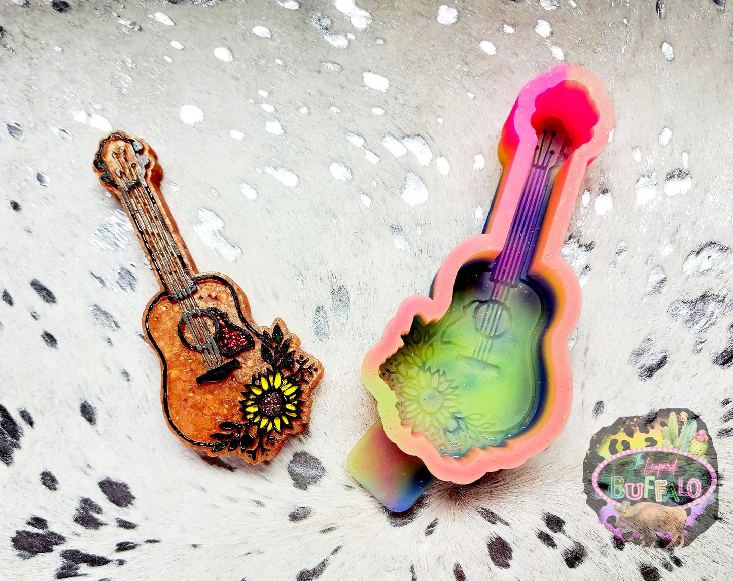 Guitar With Flowers Silicone Freshie Mold