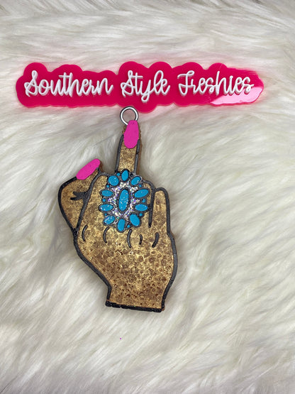 Turquoise Middle Finger Silicone Freshie Mold