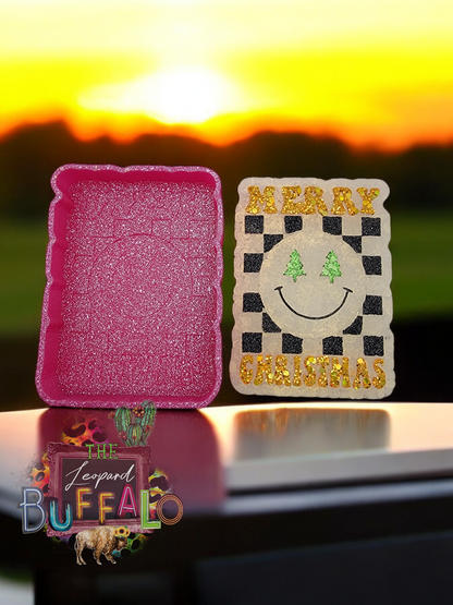 Checkered Merry Christmas Smiley Silicone Mold