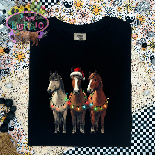 Christmas horses graphic tee