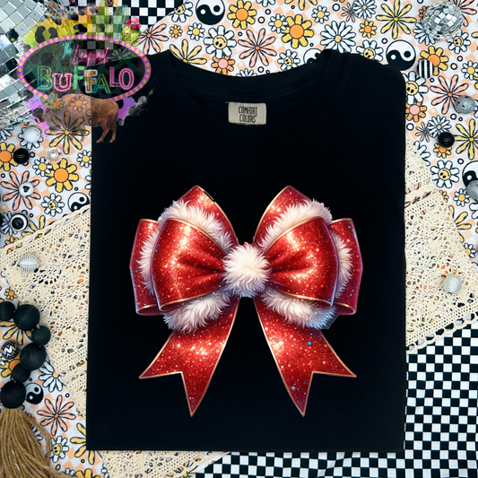 Santa bow graphic tee