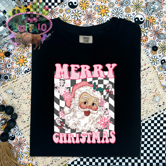 Checkered Merry Christmas graphic tee