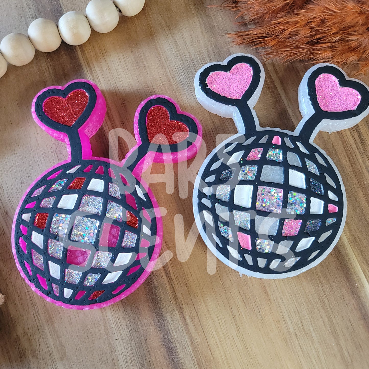 Disco Ball With Heart Headband Silicone Freshie Mold