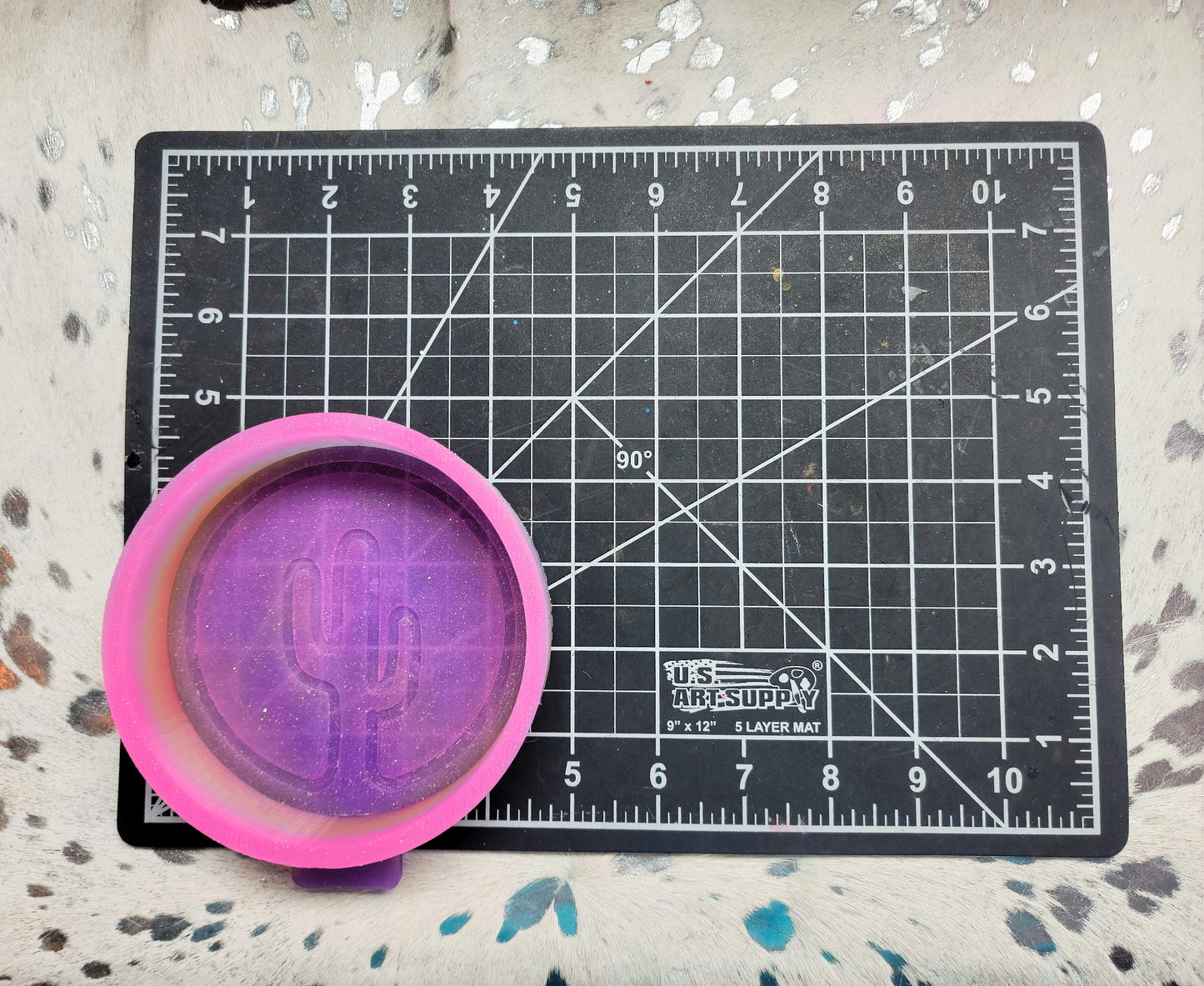 Neon Cactus Circle Silicone Freshie Mold