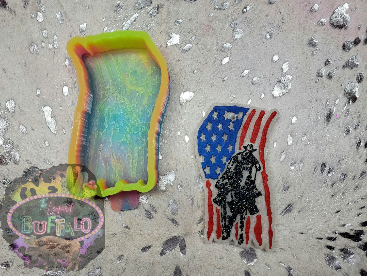 Riding Cowboy Flag Silicone Freshie Mold